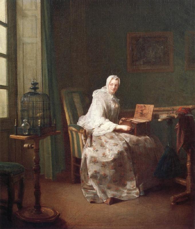 Jean Baptiste Simeon Chardin Lady with a bird-organ